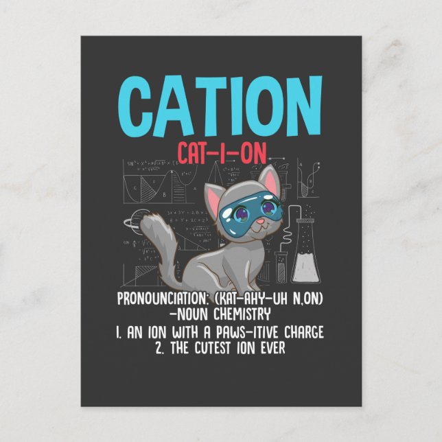 Funny Chemistry Scientication Cation Element Cat L Postkarte (Vorderseite)