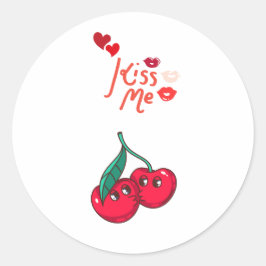 Funny Cherries in Liebe" Gelassen Runder Aufkleber