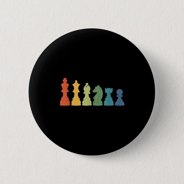 Funny Chess Eces Board Game Lover Player Themed Ch Button (Vorderseite)