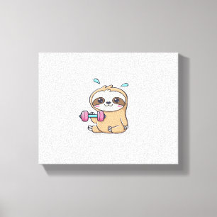 Funny Chibi Sloth Workout Niedlich Kawaii Gym Cart Leinwanddruck