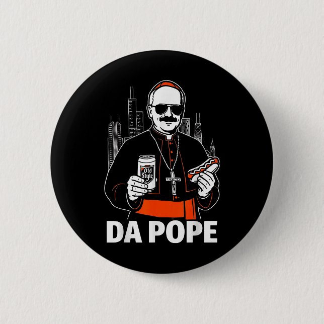 Funny Chicago Pope Leo Xiv Graphic Button (Vorderseite)