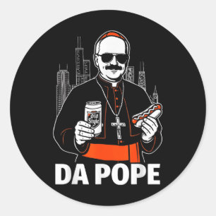 Funny Chicago Pope Leo Xiv Graphic Runder Aufkleber