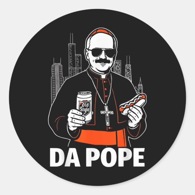 Funny Chicago Pope Leo Xiv Graphic Runder Aufkleber (Vorderseite)