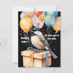 Funny Chickadee Geburtstags-Spaß mit Balloons Postkarte