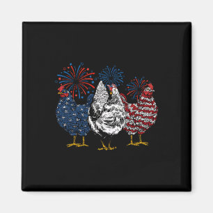 Funny Chicken 4. Juli Patriotic American Chick Magnet