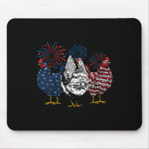 Funny Chicken 4. Juli Patriotic American Chick Mousepad