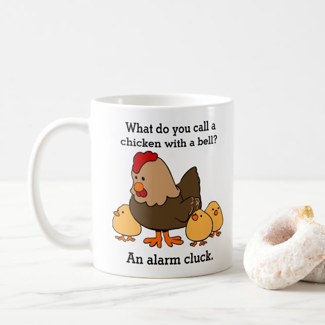 Funny Chicken Alarm Kluck Joke Kaffeetasse (Mit Donut)