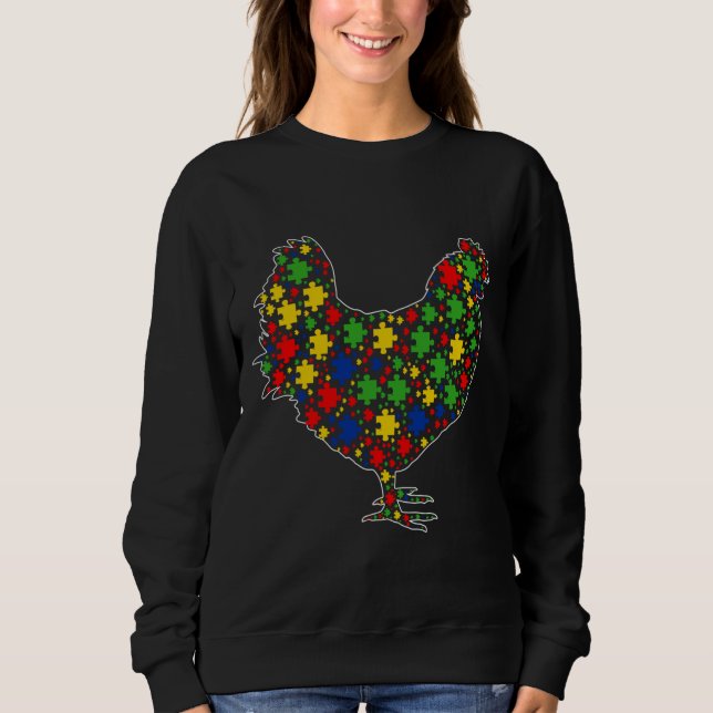 Funny Chicken Animals Puzzle Pieces Autism Awarene Sweatshirt (Vorderseite)