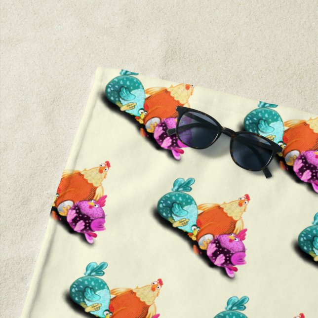 Funny Chicken Beach Handtuch (Beispiel)