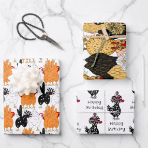 Funny Chicken Birthday Geschenkpapier Set