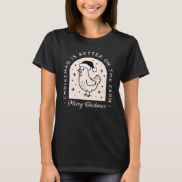 Funny chicken Christmas farm puns whimsical black T-Shirt