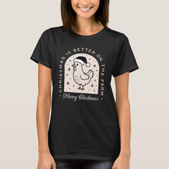 Funny chicken Christmas farm puns whimsical black T-Shirt (Vorderseite)