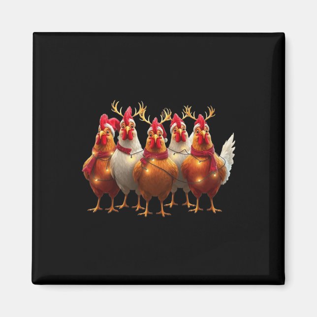 Funny Chicken Christmas Lights Farm Süße Tier Xm Magnet (Vorne)