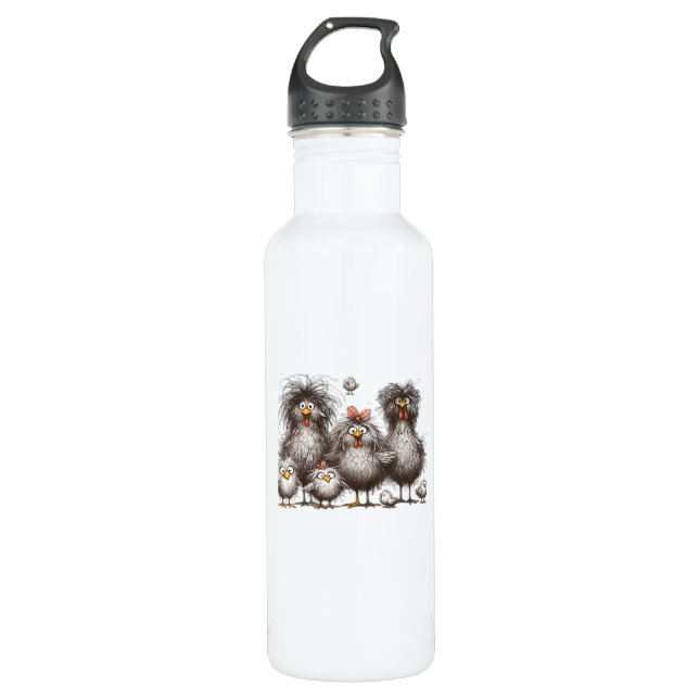 Funny Chicken Classic Retro Style Edelstahlflasche (Vorderseite)