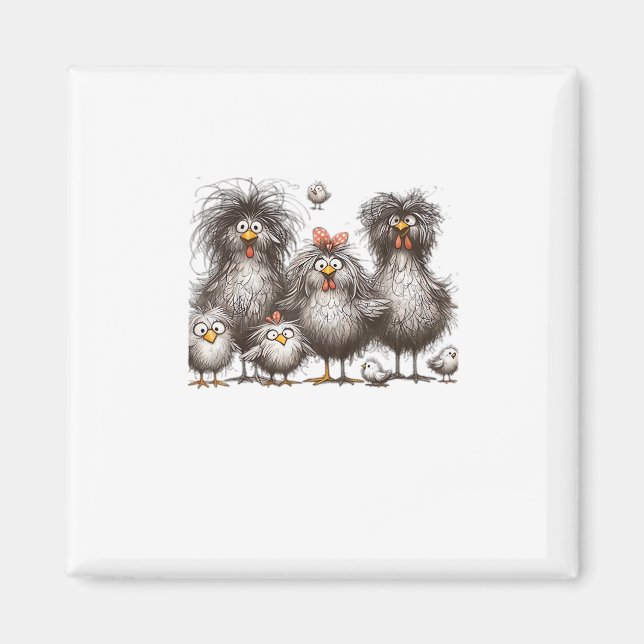 Funny Chicken Classic Retro Style Magnet (Vorne)