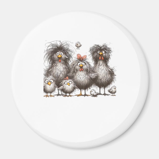 Funny Chicken Classic Retro Style Magnet (Vorne)