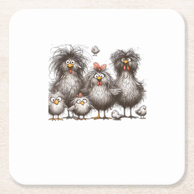 Funny Chicken Classic Retro Style Rechteckiger Pappuntersetzer (Vorderseite)