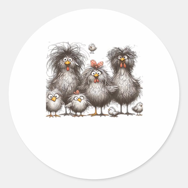 Funny Chicken Classic Retro Style Runder Aufkleber (Vorderseite)
