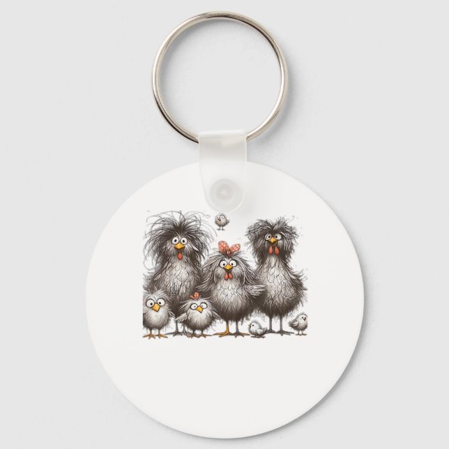 Funny Chicken Classic Retro Style Schlüsselanhänger (Vorderseite)