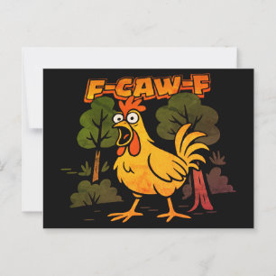Funny Chicken Design - F-Caw-F Cartoon Animal Humo Postkarte