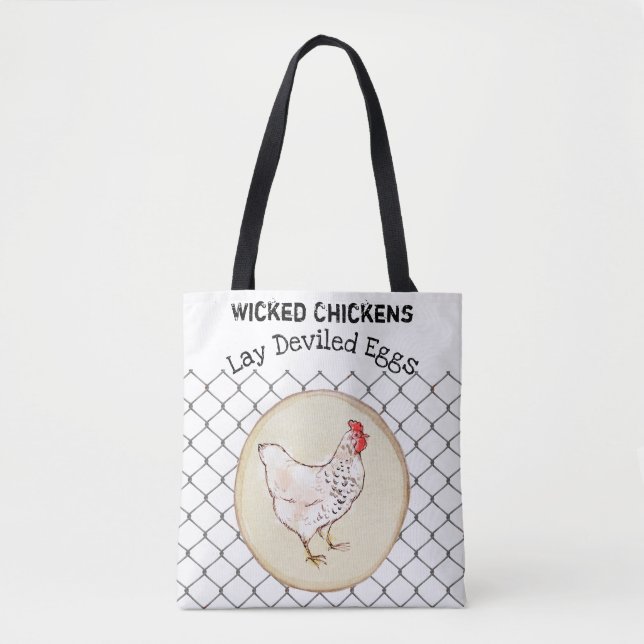 Funny Chicken Egge Novelty Rustikales Shabby Bauer Tasche (Vorderseite)
