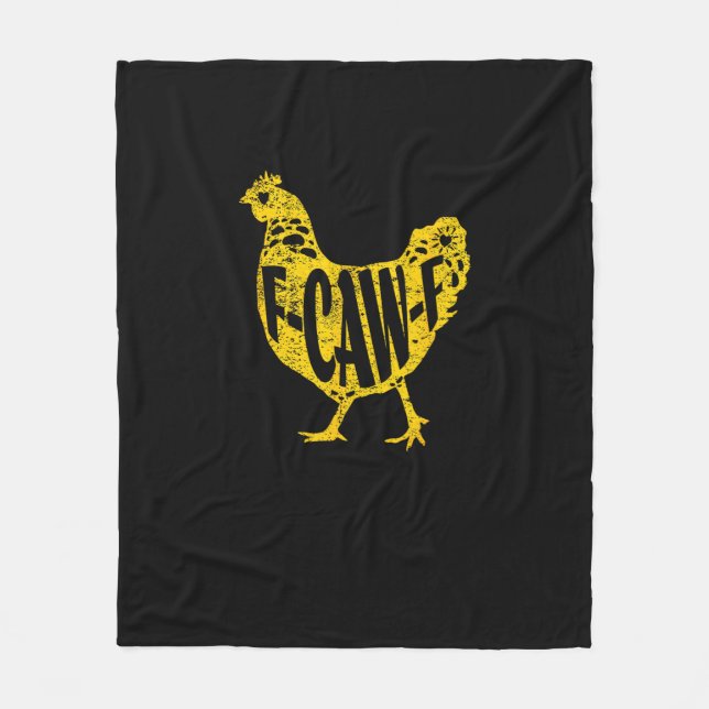 Funny Chicken F-Caw-F Hen Poultry Rooster Coop Fleecedecke (Vorderseite)