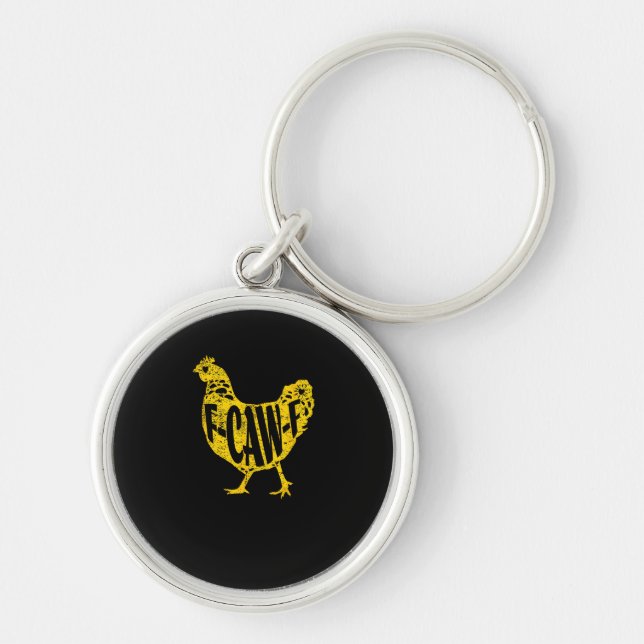 Funny Chicken F-Caw-F Hen Poultry Rooster Coop Schlüsselanhänger (Vorne)