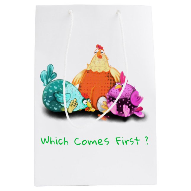 Funny Chicken Geschenktasche - Benutzerdefinierter Mittlere Geschenktüte (Vorderseite)