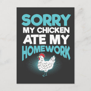 Funny Chicken Gift - Hausaufgaben Redewendungen Postkarte