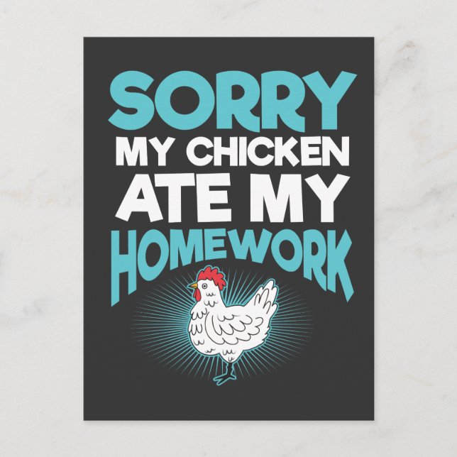 Funny Chicken Gift - Hausaufgaben Redewendungen Postkarte (Vorderseite)