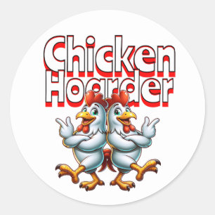 Funny Chicken Hoarder Runder Aufkleber