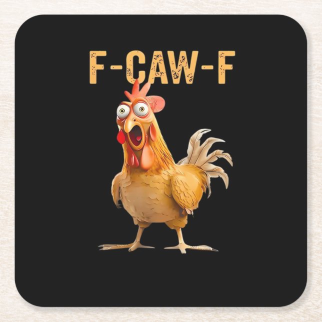 Funny Chicken Humor F-Caw-F  Rechteckiger Pappuntersetzer (Vorderseite)