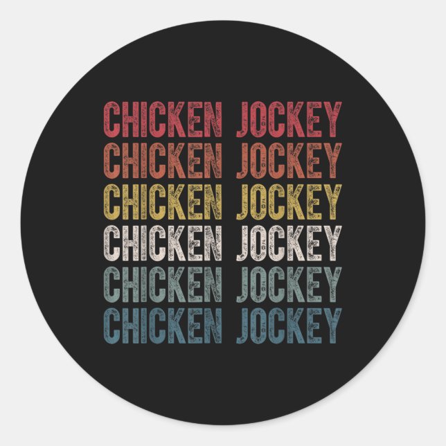 Funny Chicken Jockey Stack Repeat Schriftart Fun G Runder Aufkleber (Vorderseite)