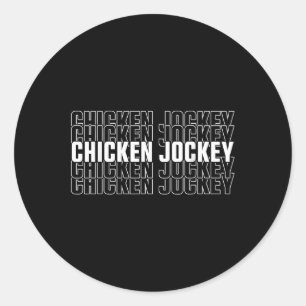 Funny Chicken Jockey Stack Repeat Schriftart Fun G Runder Aufkleber