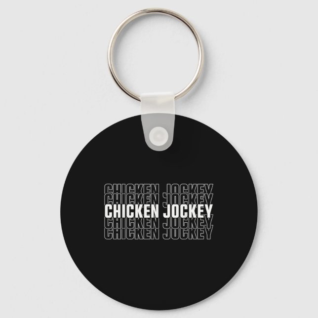 Funny Chicken Jockey Stack Repeat Schriftart Fun G Schlüsselanhänger (Vorderseite)
