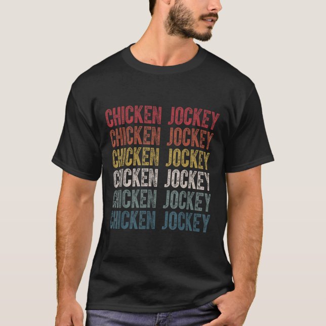 Funny Chicken Jockey Stack Repeat Schriftart Fun G T-Shirt (Vorderseite)