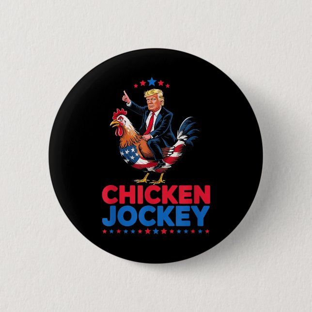 Funny Chicken Jockey Trump Meme Button (Vorderseite)