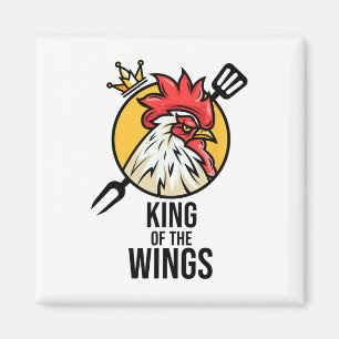 Funny Chicken King Wings Fans Grillen Drumstick Ge Magnet