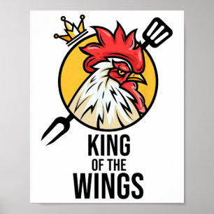 Funny Chicken King Wings Fans Grillen Drumstick Ge Poster