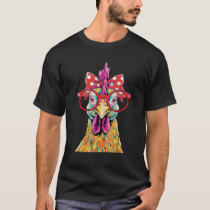 Funny Chicken Lady Rooster Hen Wearing Bandana Wom T-Shirt