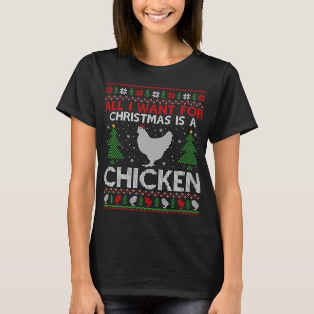 Funny Chicken Lover Xmas Geschenk Hühnchen Ugly We T-Shirt (Vorderseite)