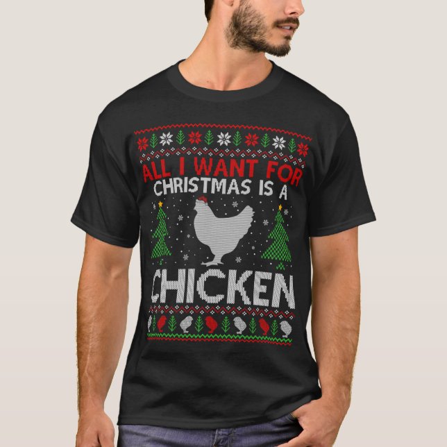 Funny Chicken Lover Xmas Geschenk Hühnchen Ugly We T-Shirt (Vorderseite)