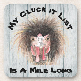 Funny Chicken - Meine Cluck It List ist eine Mile  Getränkeuntersetzer
