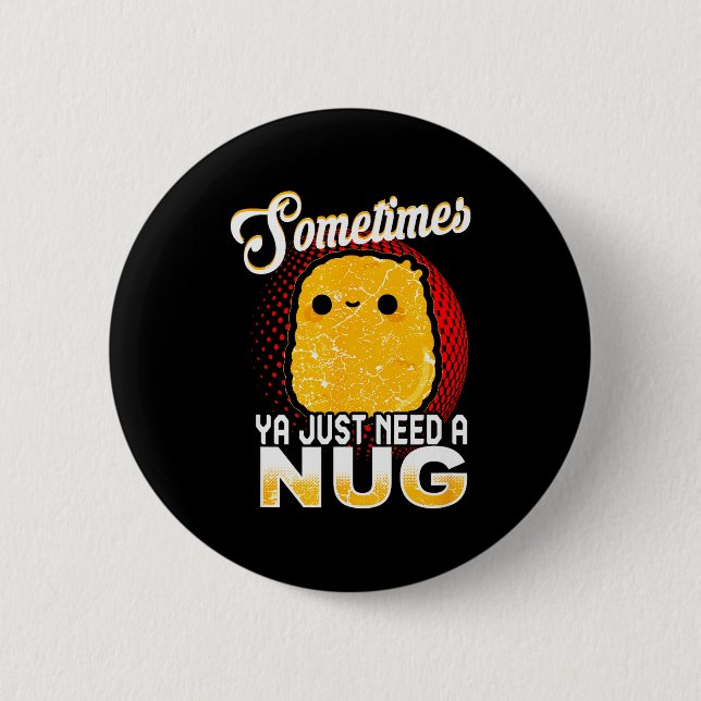 Funny Chicken Nugget Fast Food Costume  Button (Vorderseite)