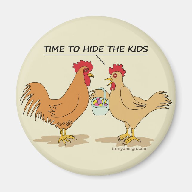 Funny Chicken Ostereier Cartoon Jagd Beige Magnet (Vorne)
