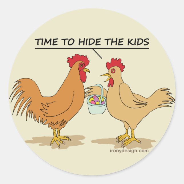 Funny Chicken Ostereier Cartoon Runder Aufkleber (Vorderseite)