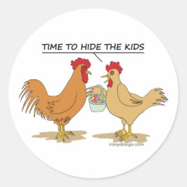 Funny Chicken Ostereier Cartoon Runder Aufkleber