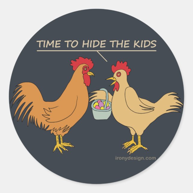 Funny Chicken Ostereier Cartoon Runder Aufkleber (Vorderseite)