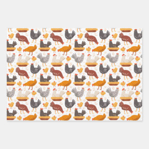 Funny Chicken Ostereier Muster, Männer Frauen Kin Geschenkpapier Set