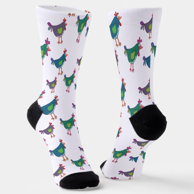 Funny Chicken Pattern Crew Socks Socken (Gewinkelt)